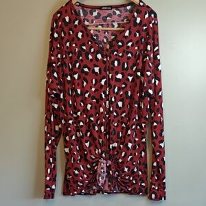 Heimesh USA Red and Black Leopard Print Blouse Women's Plus 3XL